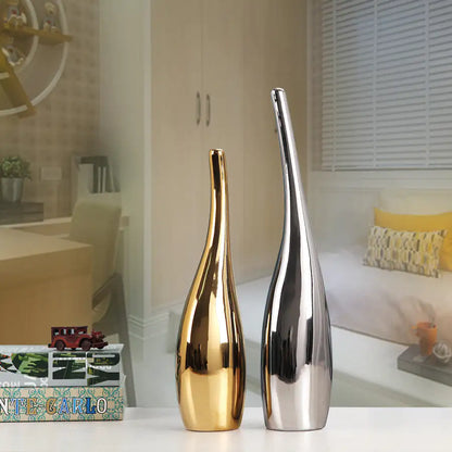 Nordic Gold Plating Ceramic Vases Model Room Home Decor